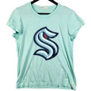 Marine‎ Layer Seattle Kraken Shirt Top NHL Hockey Women's Logo Blue Short Sleeve